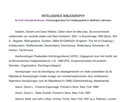 INTELLIGENCE BIBLIOGRAPHY